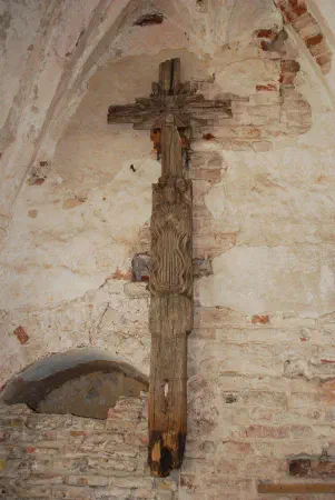 A very old cross at one of the walls of St. Anne