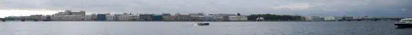 Panoramic view of Palace Embankment as seen from Vasilevski island