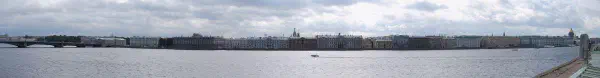 Panoramic view of the Palace Embankment as seen from the southern wall of the Peter and Paul