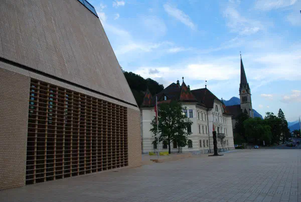 Liechtenstein; both left and center are government buildings