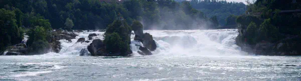 The Rheinfall is 150m wide and 23m high.