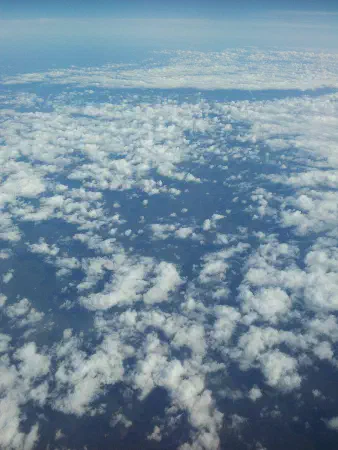 Above the clouds seen from our flight to New York City