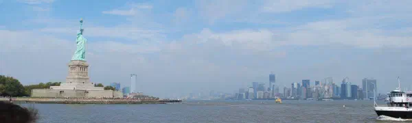 The Statue of Liberty and Manhattan