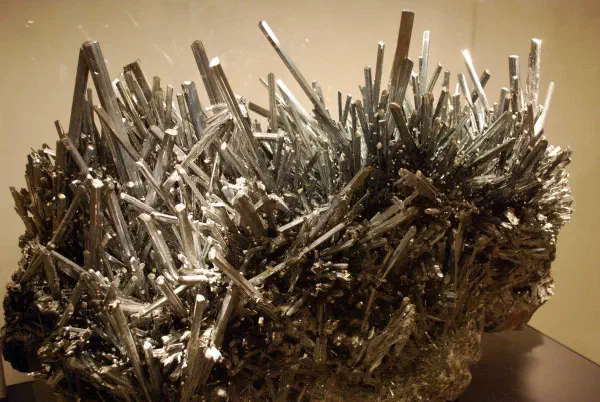 Spectacular piece of stibnite found in a mine in southeast China @AMNH