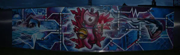 The finished olympic art inspired graffiti
