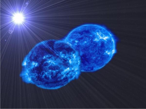 Massive merger: Two giant blue stars are about to meld